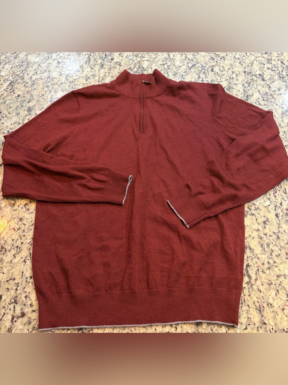 Thomas Dean Men's Quarter-Zip Wool Blend Sweater - Burgundy
